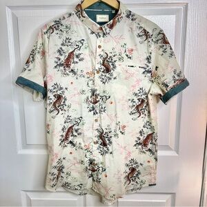EUC 7 Diamonds Men’s Short Sleeve Hawaiian Tiger Button Up RARE PRINT SZ XL